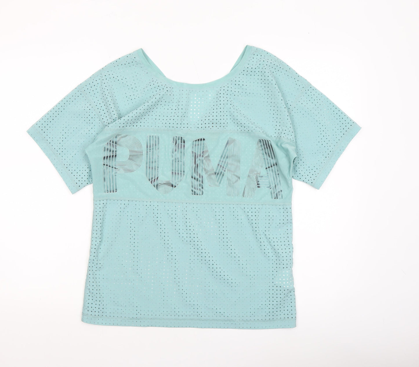 Womens UK Size XS PUMA Blue Gym & Training Running & Jogging Yoga T-Shirt