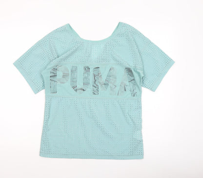 Womens UK Size XS PUMA Blue Gym & Training Running & Jogging Yoga T-Shirt