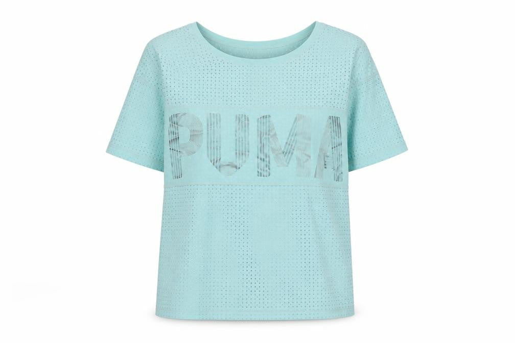 Womens UK Size XS PUMA Blue Gym & Training Running & Jogging Yoga T-Shirt