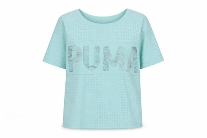 Womens UK Size XS PUMA Blue Gym & Training Running & Jogging Yoga T-Shirt
