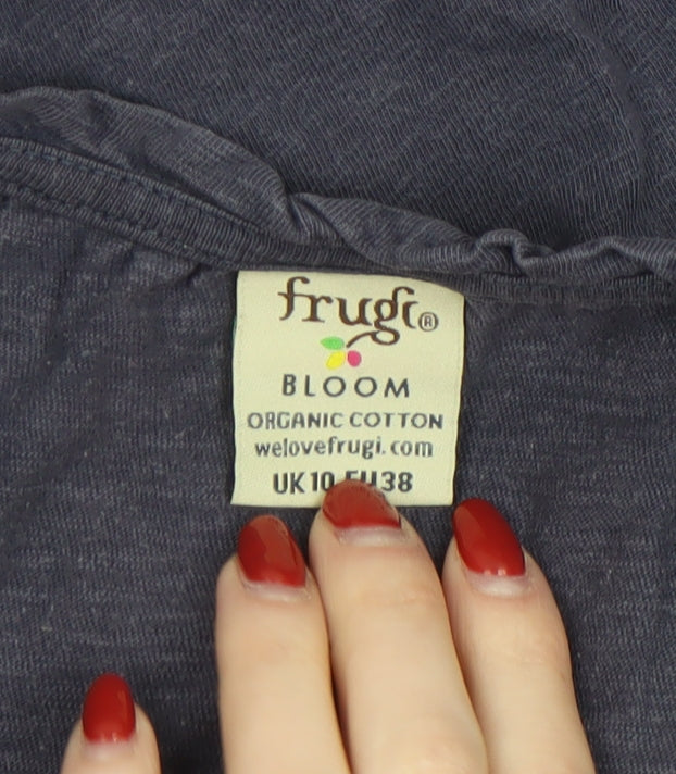 Womens UK Size 10 Frugi Blue Wrap T-Shirt