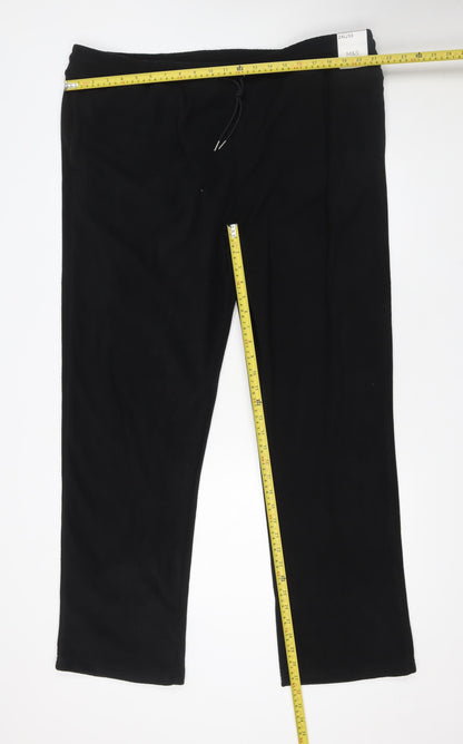Marks and Spencer Men's Black 2XL Fleece Sweatpants with Elastic Waist