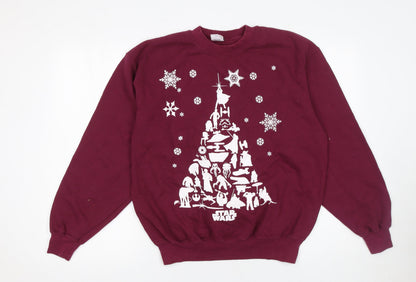Womens UK Size M Fruit of the Loom Red Pullover Sweatshirt