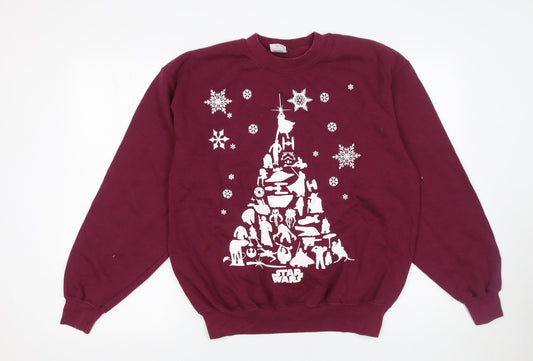 Womens UK Size M Fruit of the Loom Red Pullover Sweatshirt