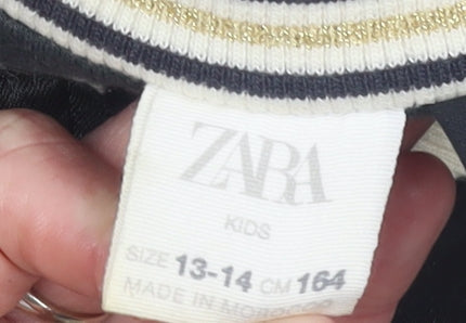 Girls UK Size 13-14 Years Zara Black Bomber Jacket