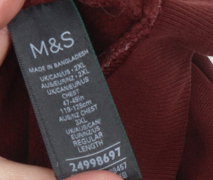 Mens UK Size 2XL Marks and Spencer Red Full Zip Sweatshirt
