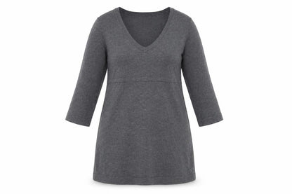 Front view of Crew Clothing Women’s Grey Knit V-Neck Belted Sweater Dress, size UK 12