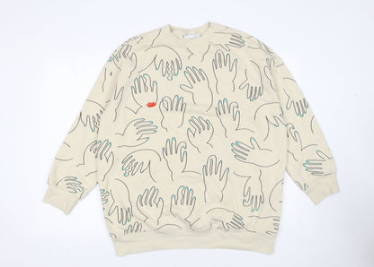 Womens UK Size 2XS Monki Beige Pullover Sweatshirt