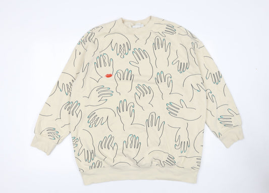 Womens UK Size 2XS Monki Beige Pullover Sweatshirt