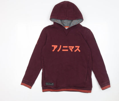 Anonimasu Unisex Kids Red Hoodie 11-12 Years Japanese Graphic Pullover