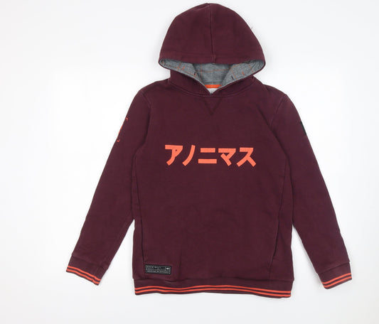 Anonimasu Unisex Kids Red Hoodie 11-12 Years Japanese Graphic Pullover