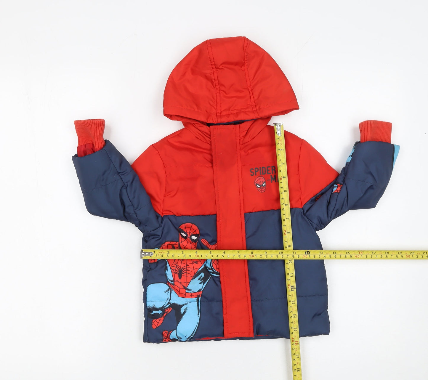 Nutmeg Boys Red Spider-Man Puffer Jacket Hooded 1-1½ Years Winter Coat