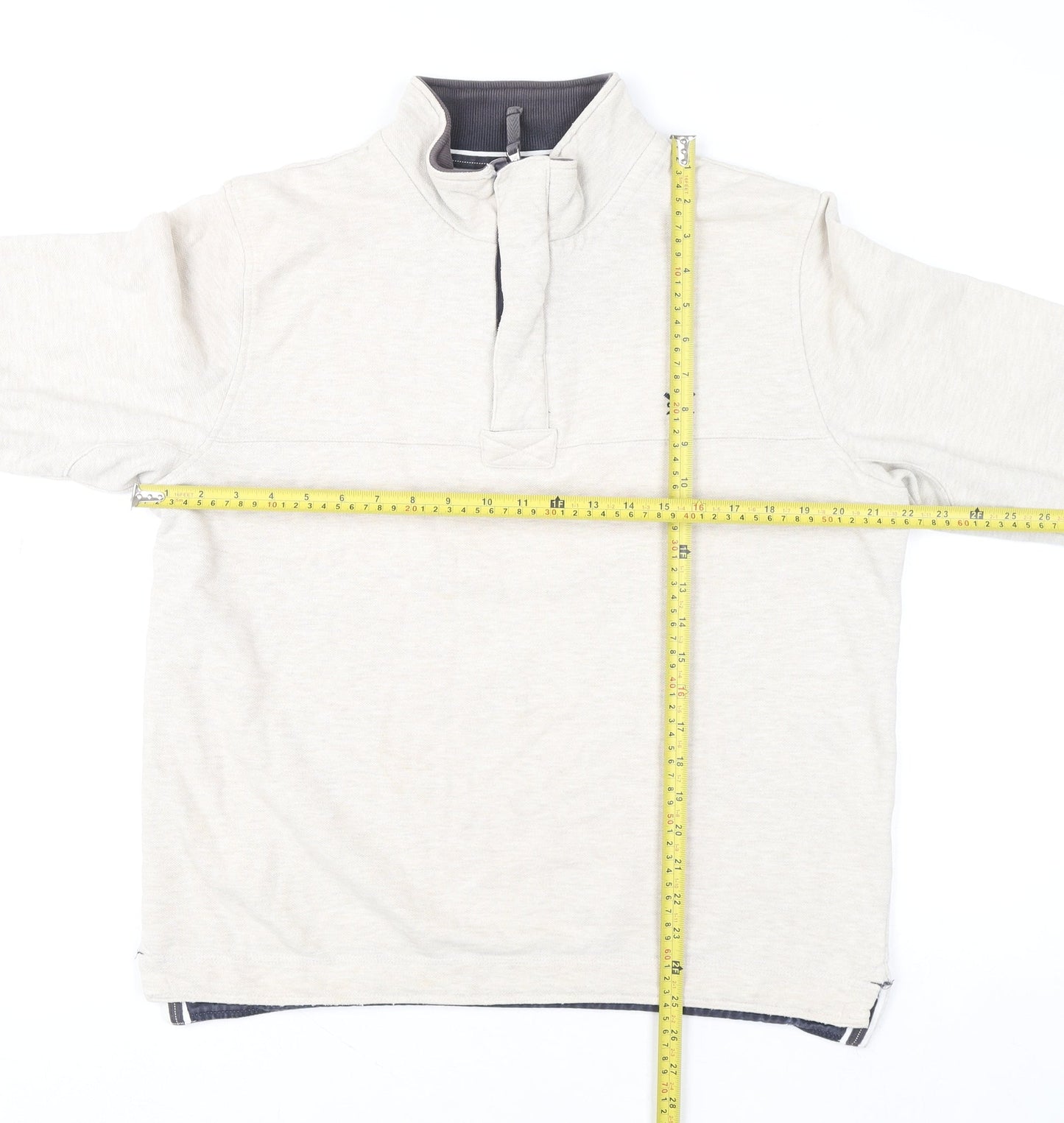Mens UK Size M Crew Clothing Company Beige Henley Sweatshirt