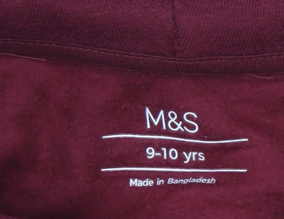 Boys UK Size 9-10 Years Marks and Spencer Red Pullover Hoodie