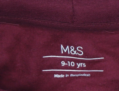 Boys UK Size 9-10 Years Marks and Spencer Red Pullover Hoodie