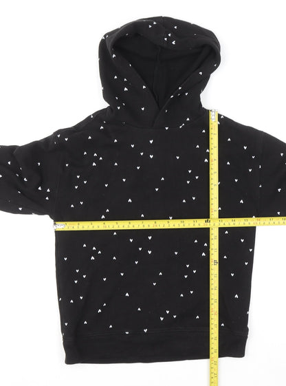 Wonder Nation Girls Black Heart Print Pullover Hoodie Size 10-12 Years