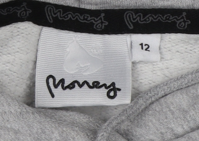 Womens UK Size 12 Money Grey Pullover Hoodie