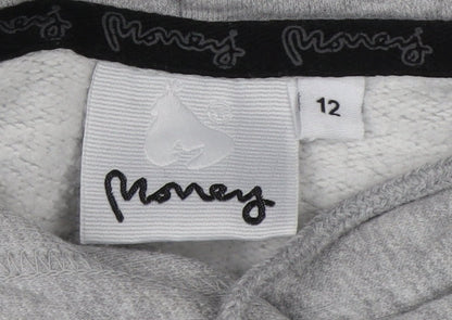 Womens UK Size 12 Money Grey Pullover Hoodie