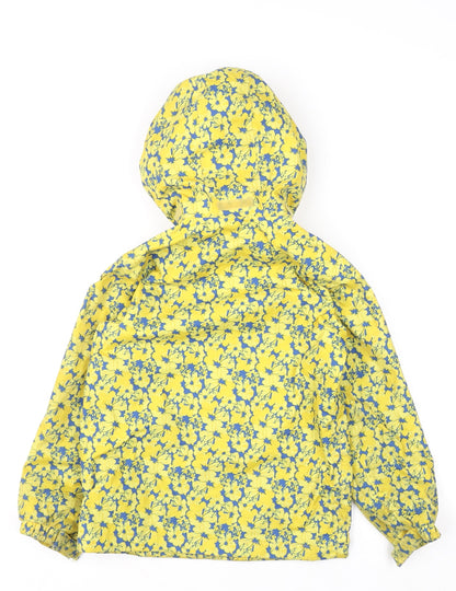 Regatta Girls Yellow Floral Waterproof Hooded Rain Coat 7-8 Years