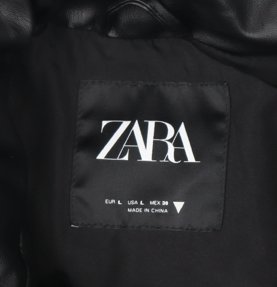 Womens UK Size L Zara Black Puffer Jacket