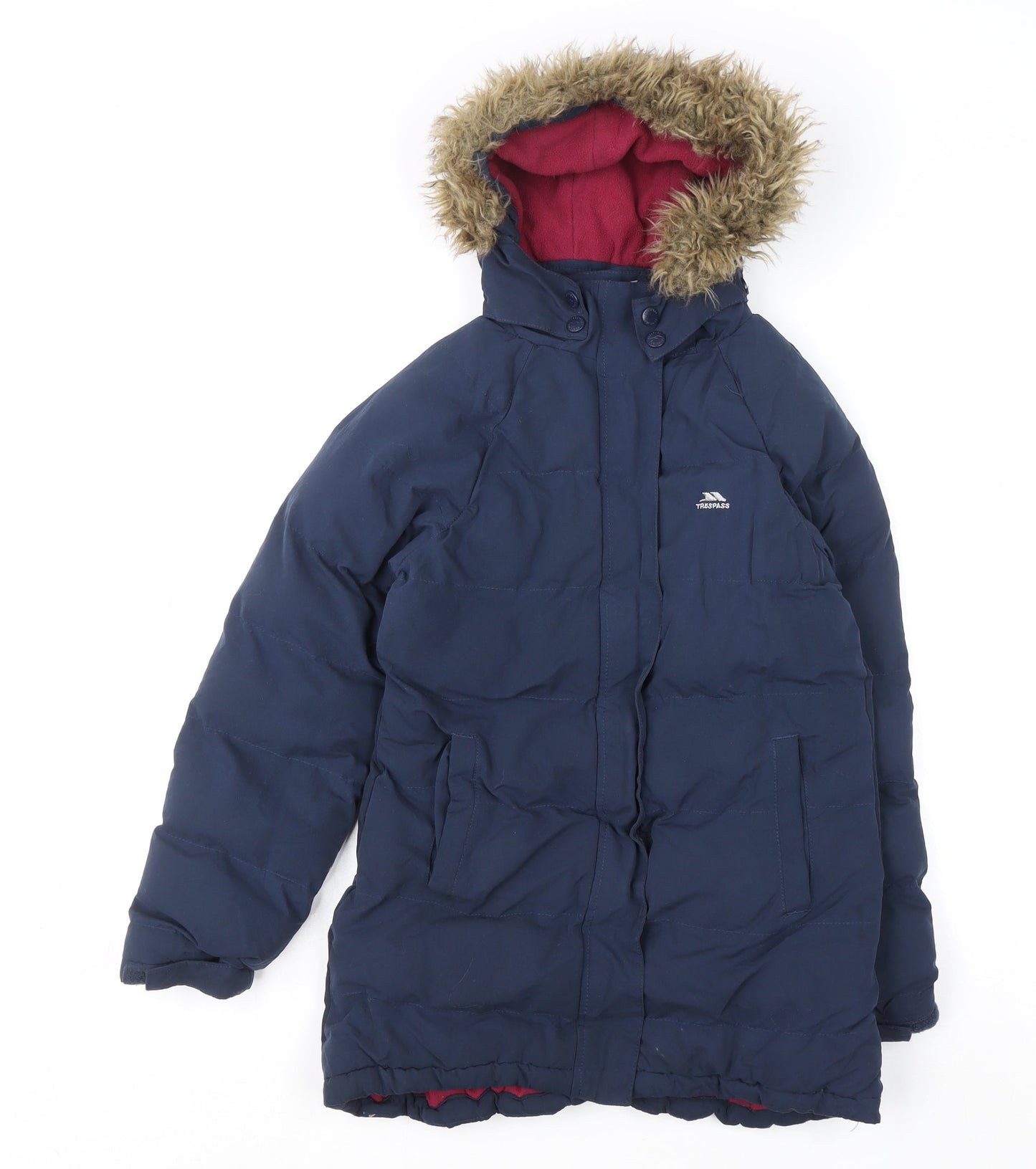Trespass Girls Blue Waterproof Hooded Parka Coat 9-10 Years