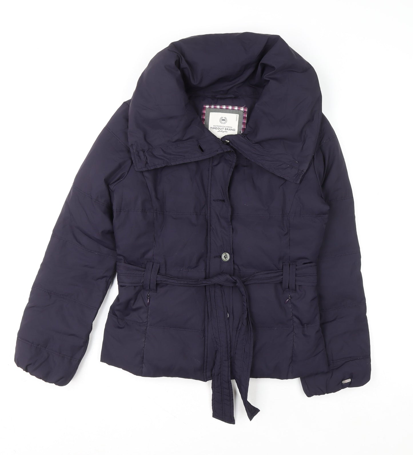 Womens UK Size S TIMEOUT BRAND Purple Puffer Jacket