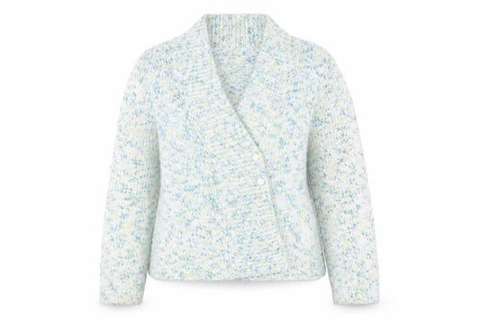 Front view of Kaliko Women’s Multicoloured Chunky Knit Cardigan, size UK 14, Acrylic Blend