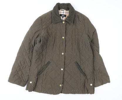 Womens UK Size 14 Marks and Spencer Green Quilted Coat
