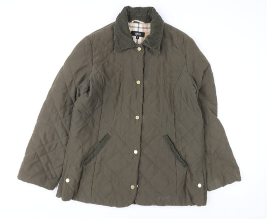 Womens UK Size 14 Marks and Spencer Green Quilted Coat