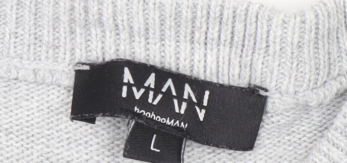 Mens UK Size L boohooMAN Grey Pullover Jumper