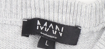 Mens UK Size L boohooMAN Grey Pullover Jumper