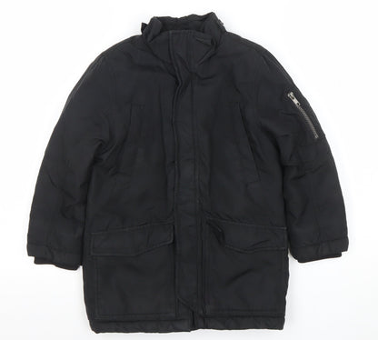 H&M Boys Black Mid-Length Puffer Jacket Coat 6 Years Winter Lined
