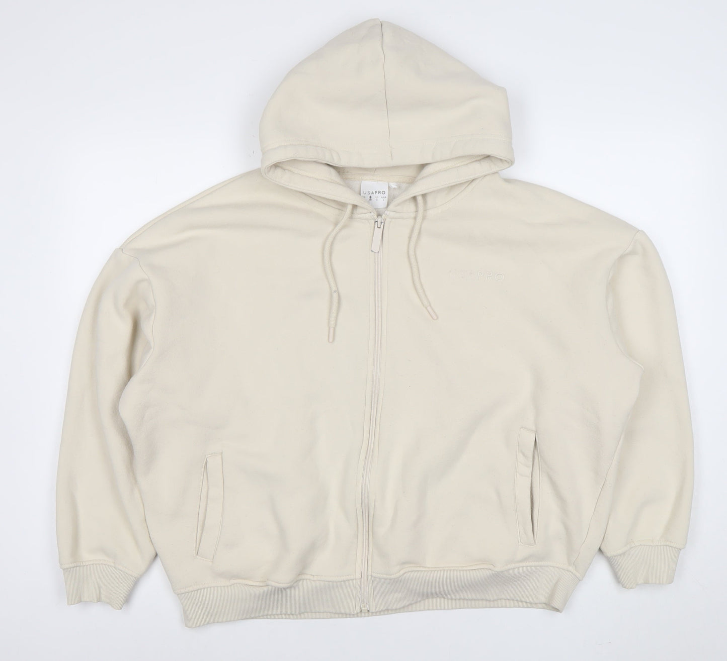 Womens UK Size 12 USA Pro Beige Full Zip Hoodie