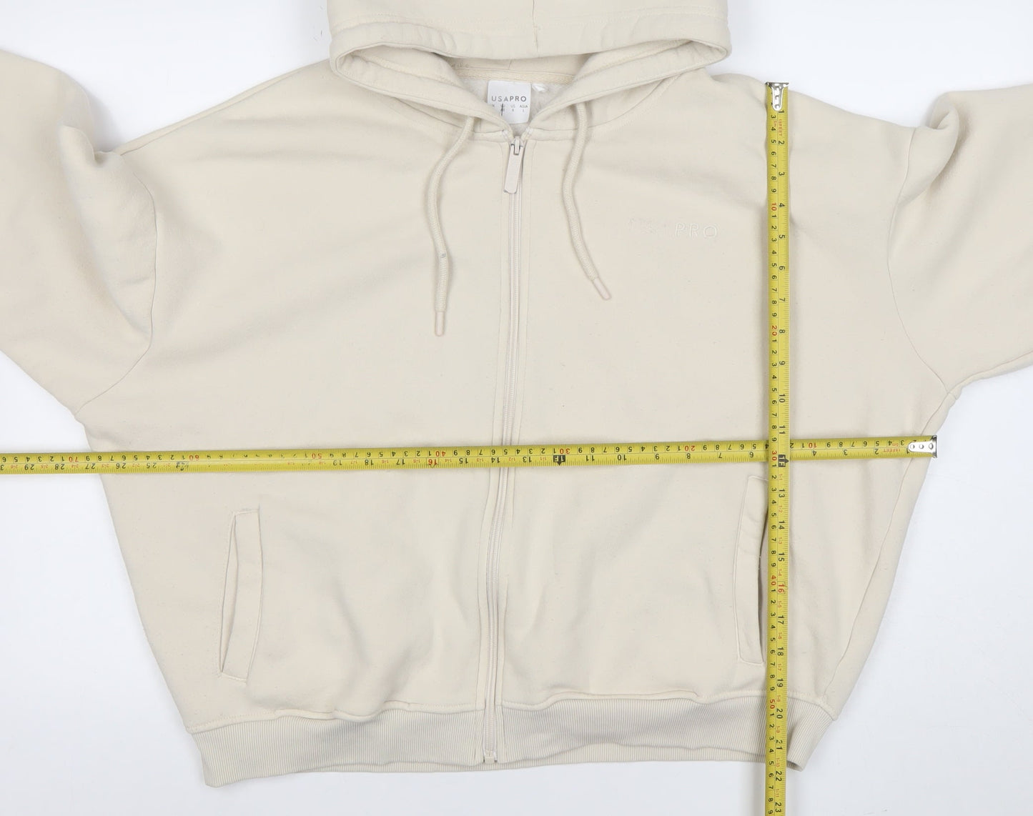 Womens UK Size 12 USA Pro Beige Full Zip Hoodie