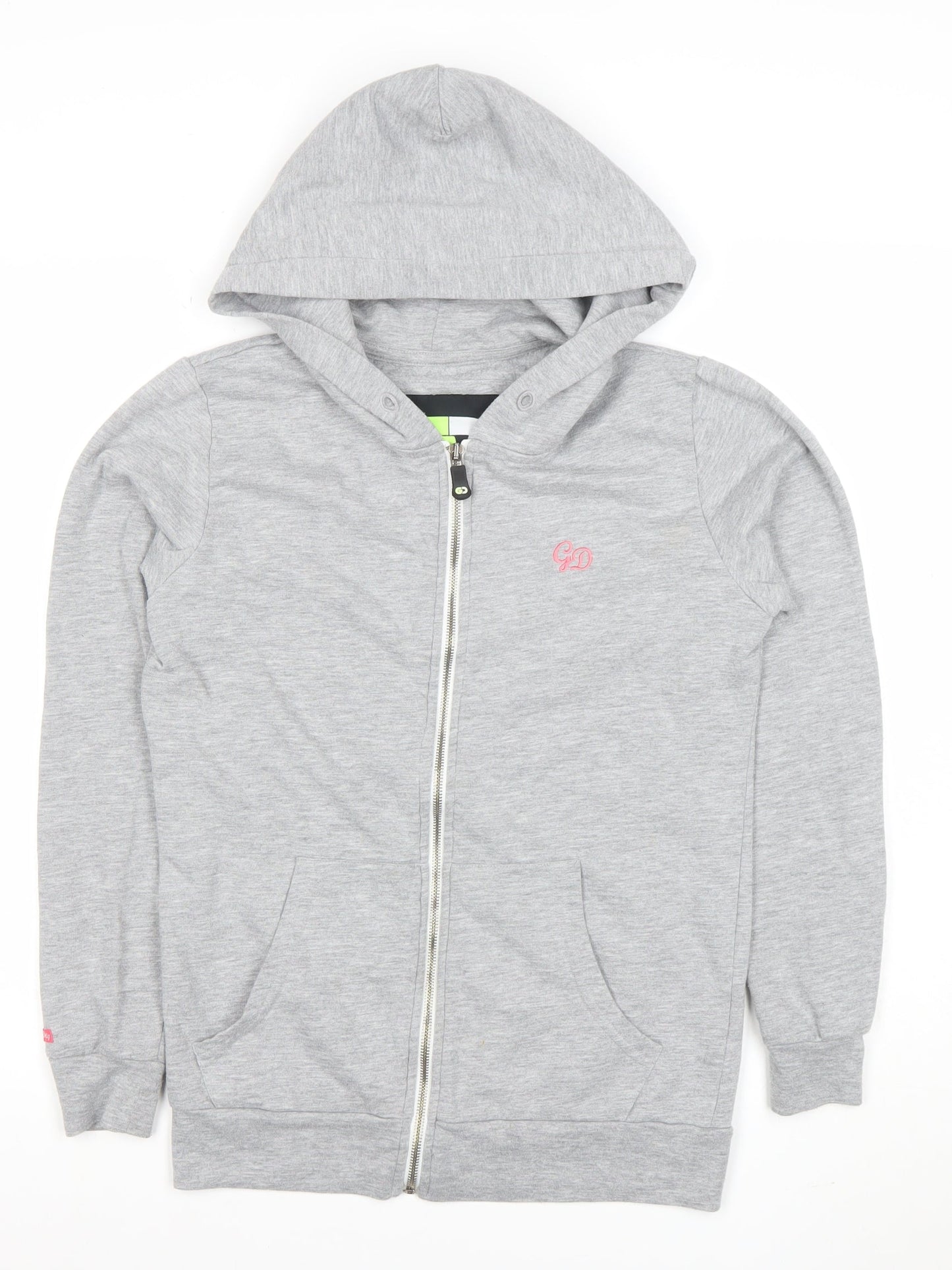 Womens UK Size M Getting Dirty Grey Full Zip Hoodie
