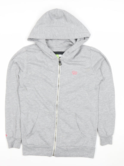 Womens UK Size M Getting Dirty Grey Full Zip Hoodie