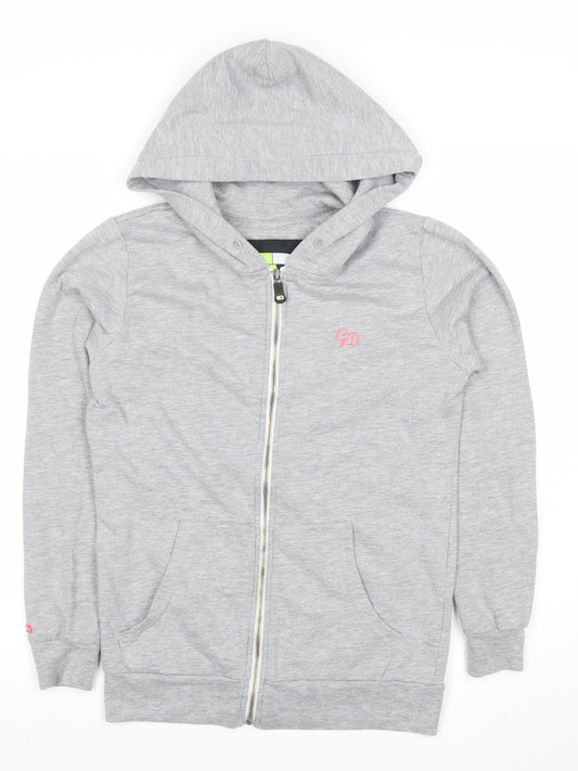 Womens UK Size M Getting Dirty Grey Full Zip Hoodie