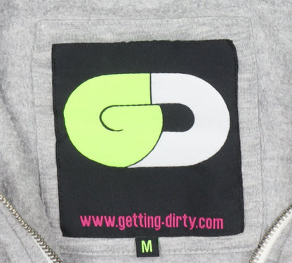 Womens UK Size M Getting Dirty Grey Full Zip Hoodie