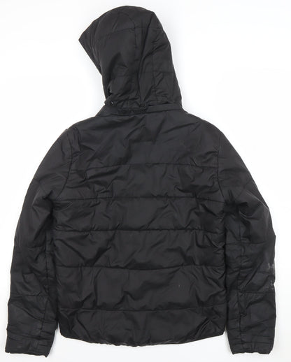 Puma Girls Black 14 Years Puffer Jacket Hooded Quilted Winter Coat