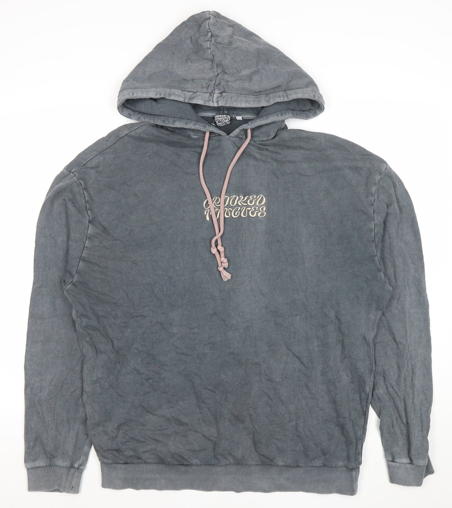 Womens UK Size M Crooked Tongues Grey Pullover Hoodie
