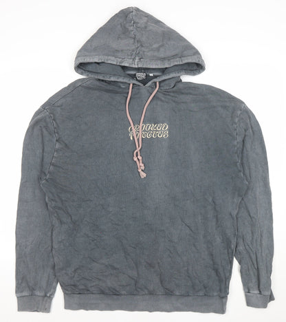 Womens UK Size M Crooked Tongues Grey Pullover Hoodie