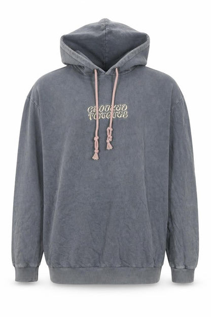 Womens UK Size M Crooked Tongues Grey Pullover Hoodie