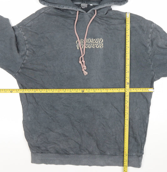 Womens UK Size M Crooked Tongues Grey Pullover Hoodie