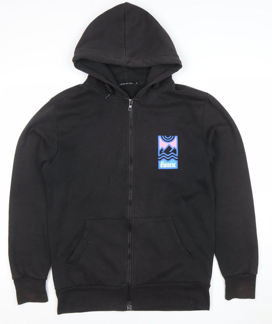 Mens UK Size S Friend or Faux Black Full Zip Hoodie