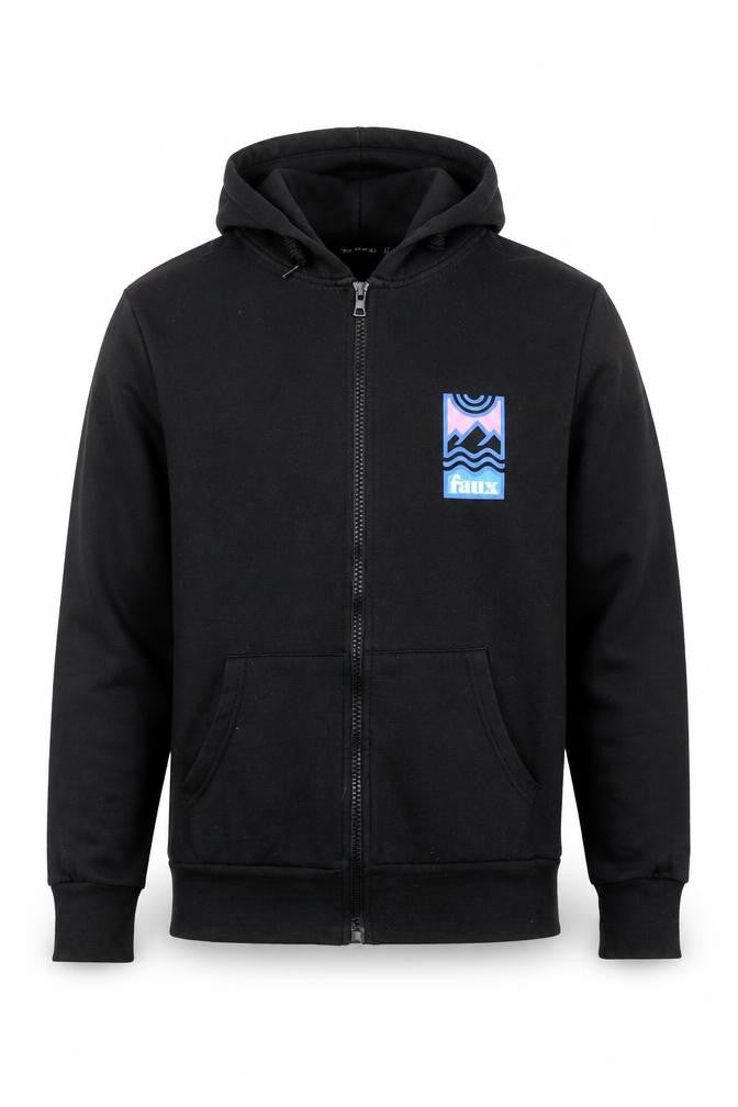 Mens UK Size S Friend or Faux Black Full Zip Hoodie