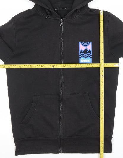 Mens UK Size S Friend or Faux Black Full Zip Hoodie