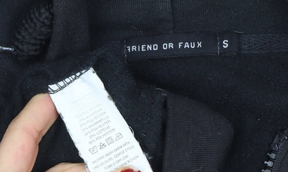 Mens UK Size S Friend or Faux Black Full Zip Hoodie