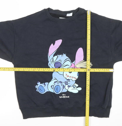 Zara Girls Black Lilo & Stitch Graphic Pullover Sweatshirt 11-12 Years