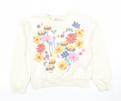Womens UK Size S Zara Ivory Pullover Sweatshirt