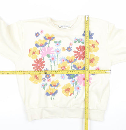 Womens UK Size S Zara Ivory Pullover Sweatshirt